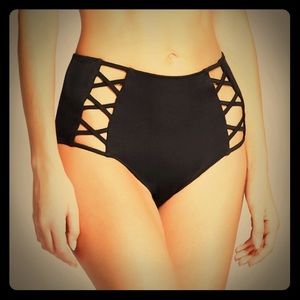 NWT High Waist Bikini Bottom Shade & Shore-Black